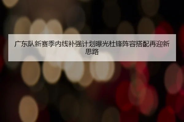 广东队新赛季内线补强计划曝光杜锋阵容搭配再迎新思路